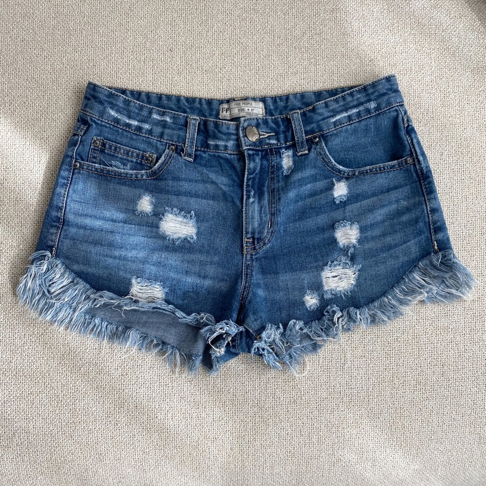 Free People frayed denim shorts